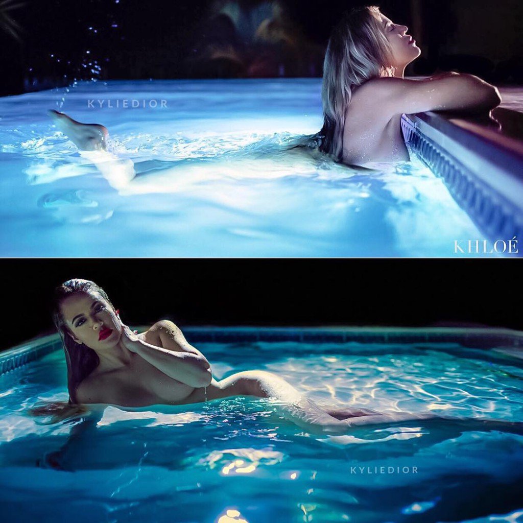 Khloe Kardashian Nude Posing in The Swimming Pool